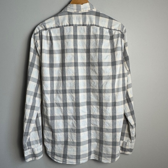 J. Crew Mercantile Flex Men's Button Up Long Sleeve Shirt Gray Check Plaid Large - Picture 6 of 14